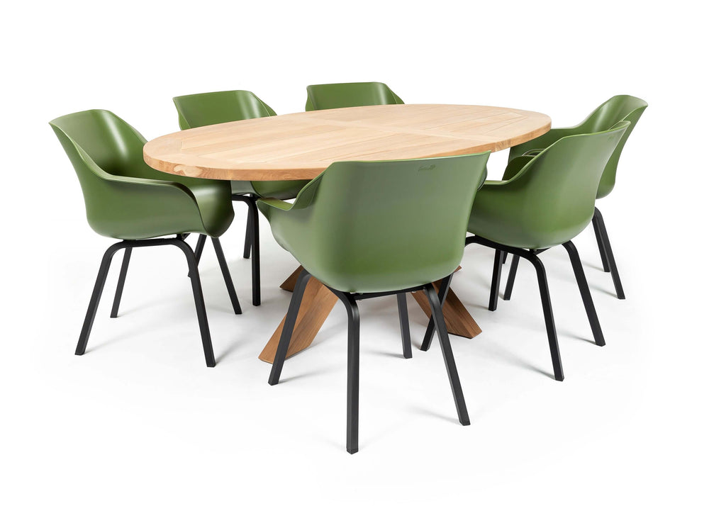 Hartman Sophie Aluminium/Belito tuintafel 200 cm dining tuinset 7-delig Hartman