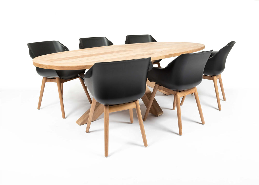 Hartman Sophie teak/Belito tuintafel 240 cm dining tuinset 7-delig Hartman