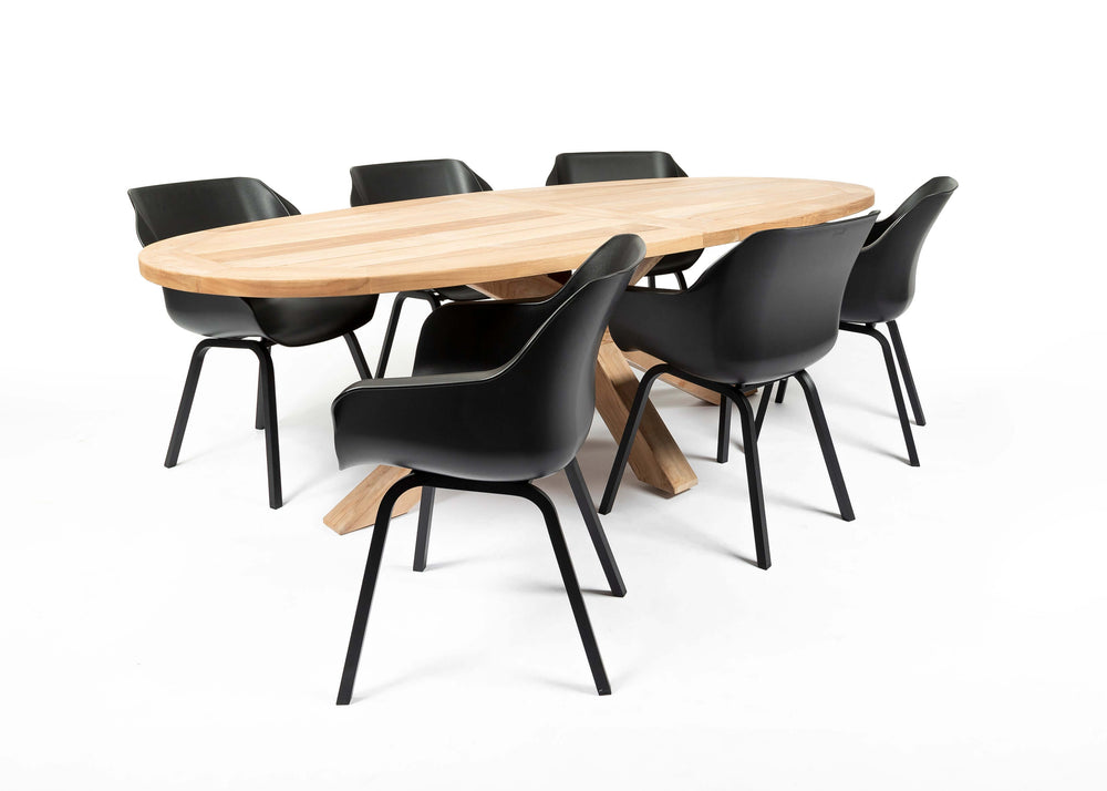 Hartman Sophie Aluminium/Belito Ovale tuintafel 240 cm dining tuinset 7-delig Hartman
