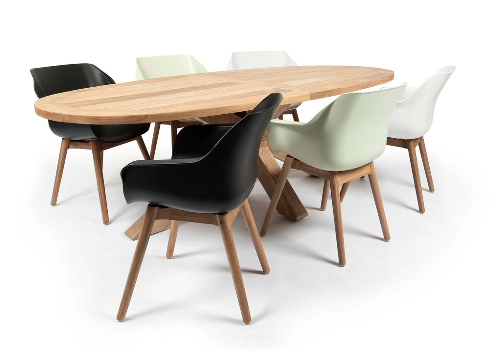 Hartman Sophie teak/Belito tuintafel 240 cm dining tuinset 7-delig Hartman