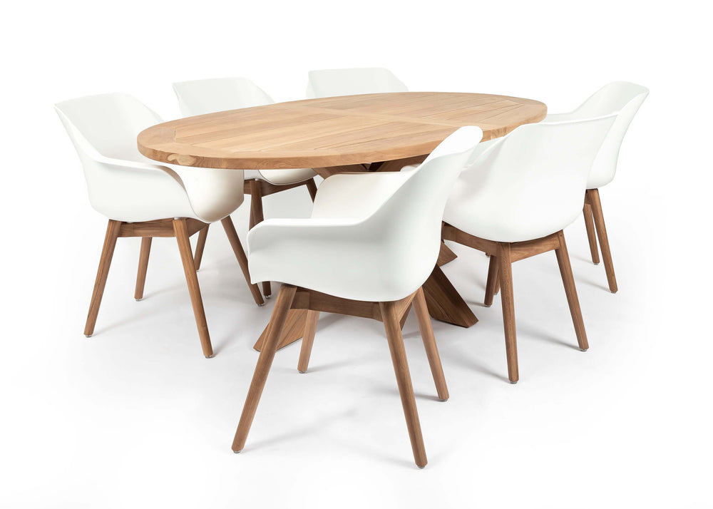 Hartman Sophie teak/Belito tuintafel 200 cm dining tuinset 7-delig Hartman