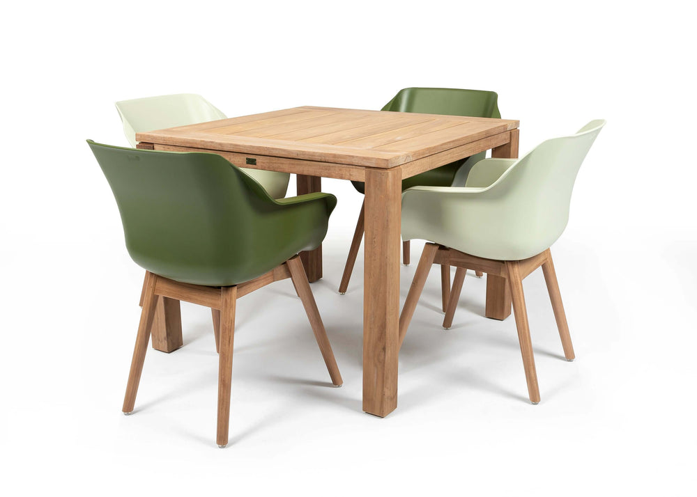 Hartman Sophie Aluminium/Belito tuintafel 100 cm dining tuinset 5-delig Hartman